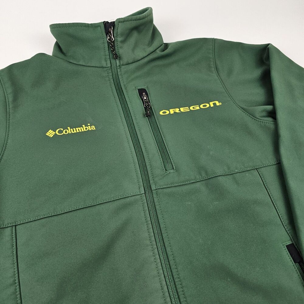 Columbia Oregon Ducks Softshell Jacket Mens Small Green Full Zip NCAA